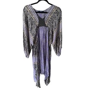Of Two Minds sheer gypsy Silk Paisley Purple Handkerchief boho dress